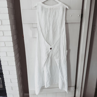 White Blossom linen button dress