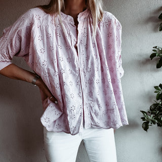 Dusty pink Pompano Broderie floaty Blouse *NEW*