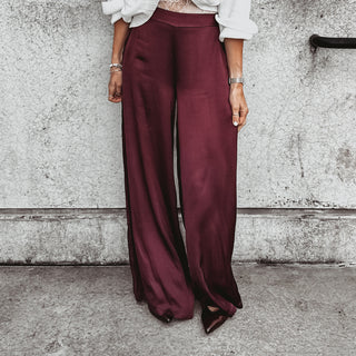 Verona BURGUNDY satin palazzos pants *NEW*
