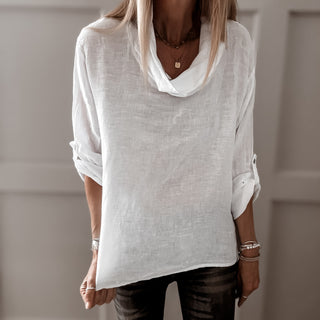 White Lili linen top with cowl neck *NEW*