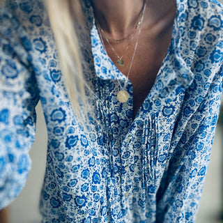 Jaipur blue flowers blouse *NEW*