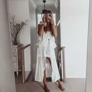 Livy long white linen top *NEW*