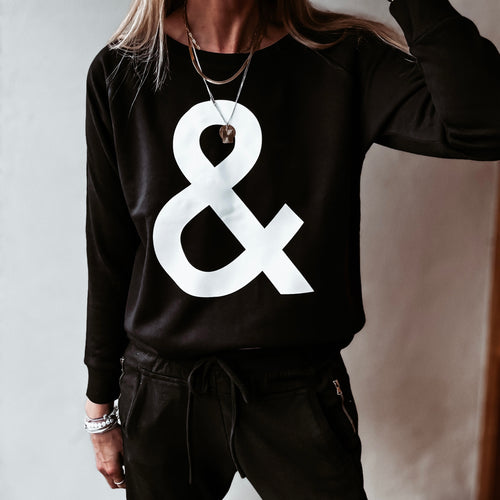 Black Ampersand sweatshirt *relaxed style* NEW