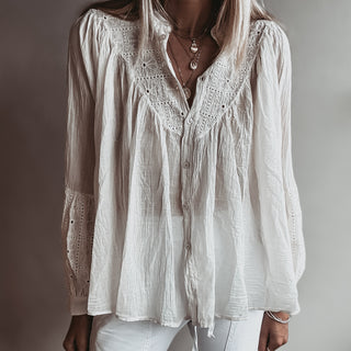VINTAGE WHITE floaty flower blouse *NEW*