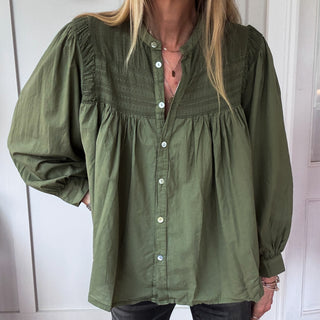 Khaki Pennie pleated blouse *NEW*