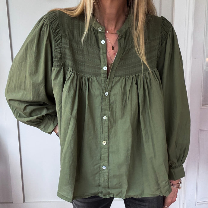 Khaki Pennie pleated blouse *NEW*