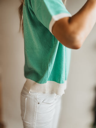 Turquoise V neck