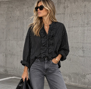Monochrome ruffle Blouse *NEW*
