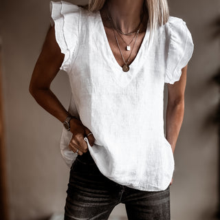 White Santiago frills linen tee *NEW*
