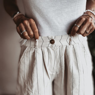 Pinstripe linen shorts CREAM *NEW*