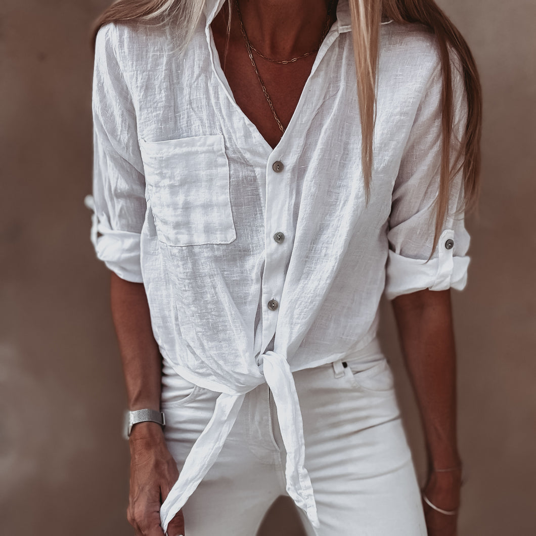 Luli WHITE tie blouse *NEW*