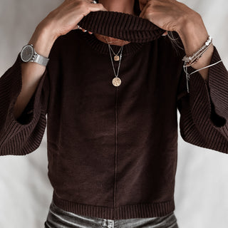 Detachable BROWN roll neck jumper *NEW*