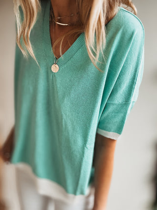 Turquoise V neck
