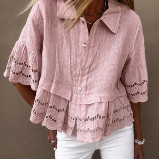 Lola dusty PINK linen shirt with cotton lace *NEW*