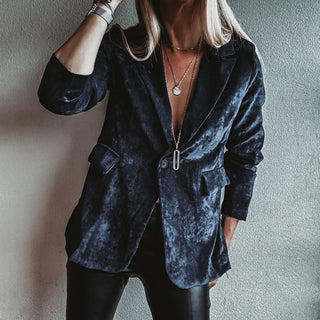 Navy Lyon velvet blazer