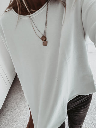 WHITE Positana super slouchy sweatshirt *NEW*