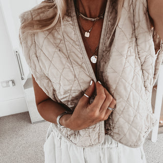 Caleb beige quilted gilet *NEW*