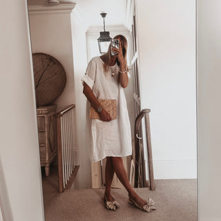 Lillie linen relaxed white dress *NEW*