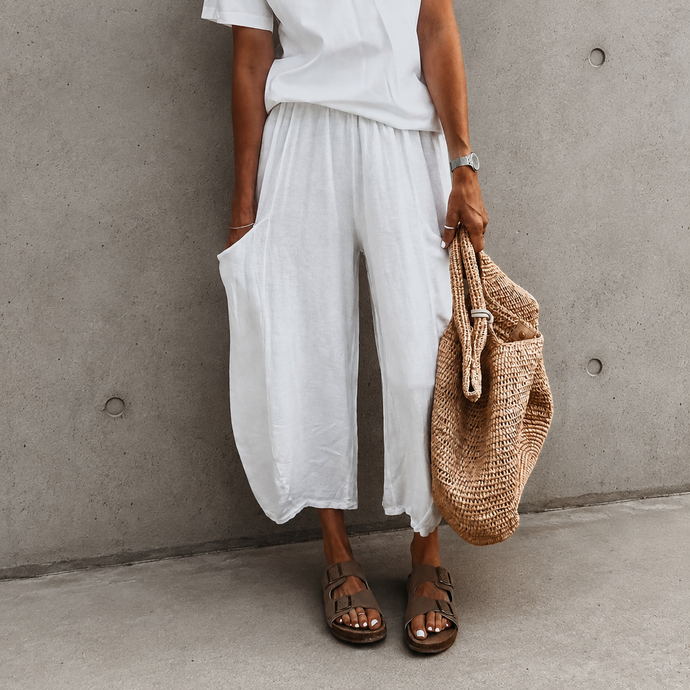Loli WHITE linen barrel joggers *NEW*
