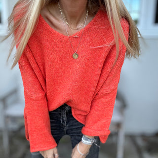 Milano ORANGE V NECK jumper *NEW*