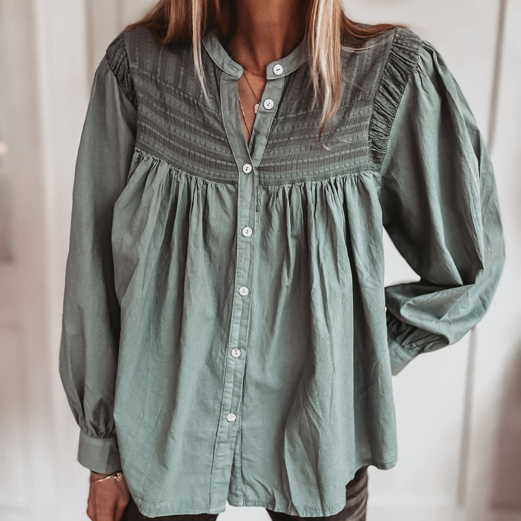 Teal Pennie pleated blouse *NEW*