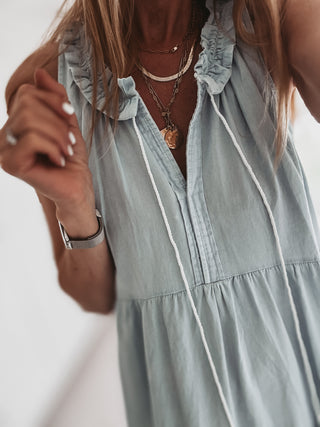 Light denim blue ruffle dress *NEW*