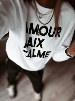 AMOUR PAIX CALME WHITE sweatshirt *NEW*