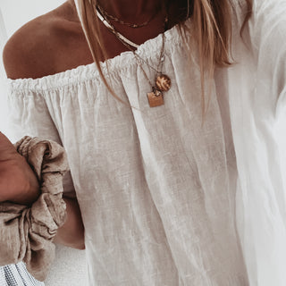 Lottie linen off shoulder white dress *NEW*