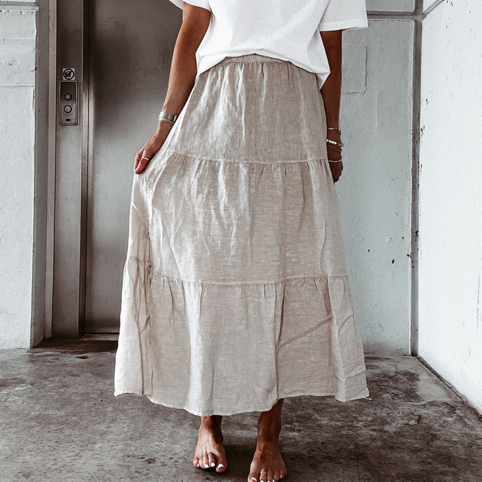 Sergio tiered linen skirt