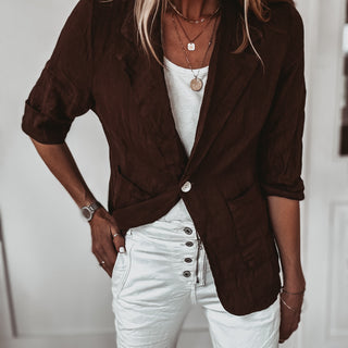 BROWN linen blouse blazer *NEW*