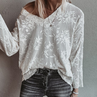WHITE lace flower blouse