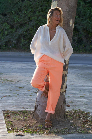 Pingus WHITE relaxed linen top