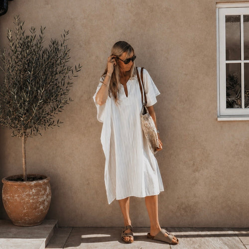 Altair Subtle stripe vintage white dress *NEW*