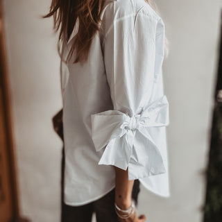 WHITE bow sleeve blouse *NEW*