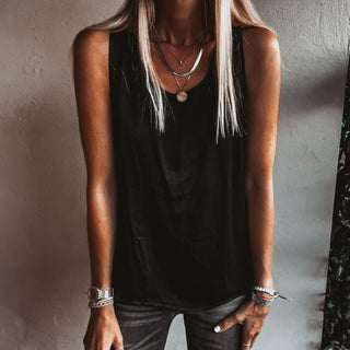 Cassis BLACK hi lo satin vest top *NEW*