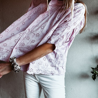 Dusty pink Pompano Broderie floaty Blouse *NEW*