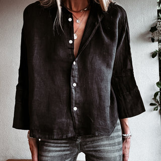 Lagos linen black blouse