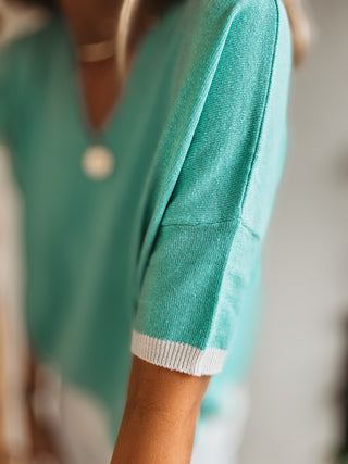 Turquoise V neck