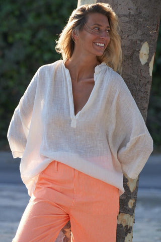 Pingus WHITE relaxed linen top
