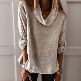 Beige Lili linen top with cowl neck *NEW*