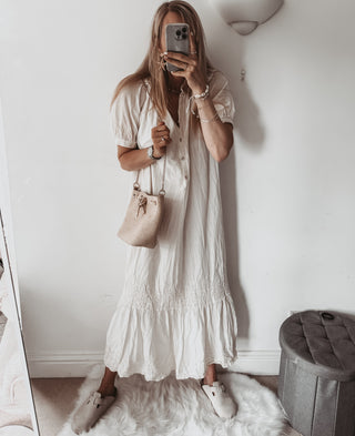 VINTAGE WHITE Libellula beach shirt dress *NEW*