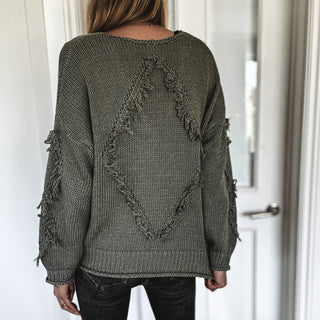 Khaki Davina tassel knit  *NEW*