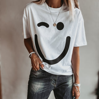 WHITE smiley t shirt *relaxed style* BACK IN STOCK
