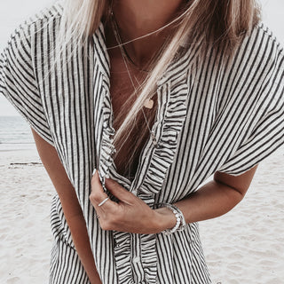 Amaranto Stripe ruffle dress *NEW*