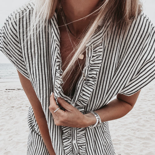 Amaranto Stripe ruffle dress *NEW*