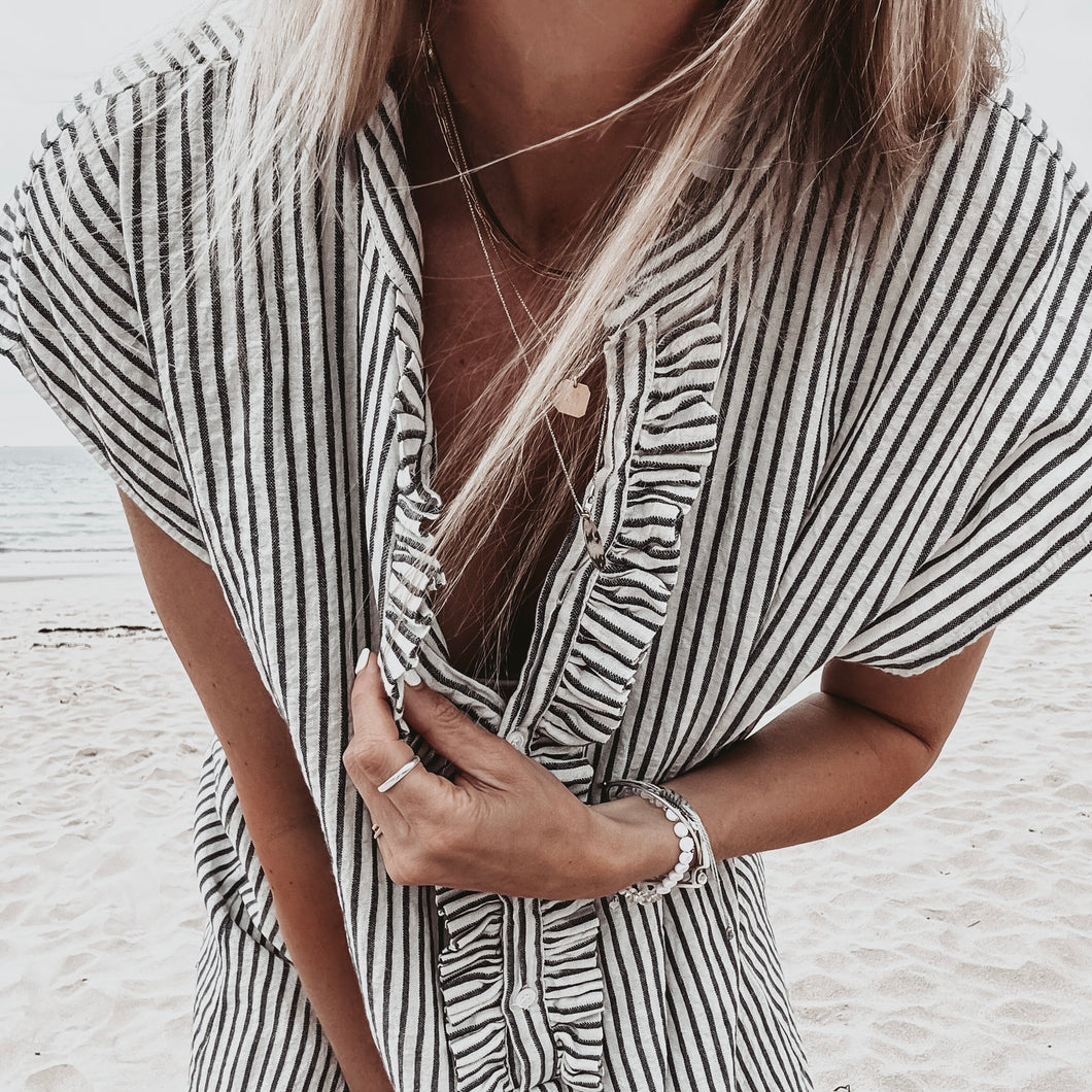 Amaranto Stripe ruffle dress *NEW*