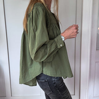 Khaki Pennie pleated blouse *NEW*