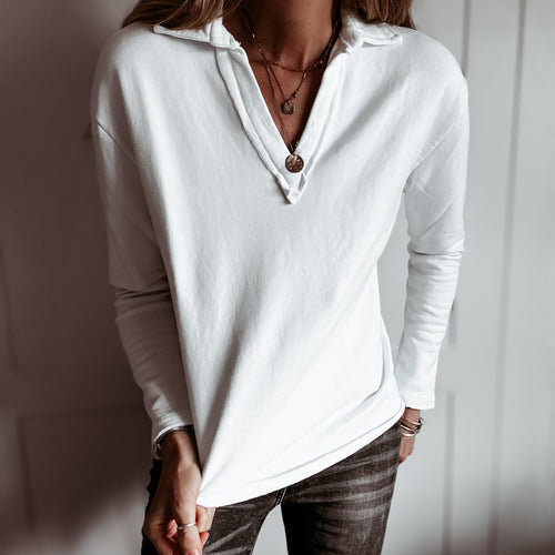 WHITE Whisper v neck collar sweatshirt *NEW*
