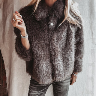 Faux fur LIGHT BROWN GREY jacket *NEW*