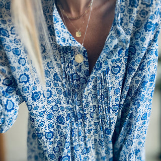 Jaipur blue flowers blouse *NEW*